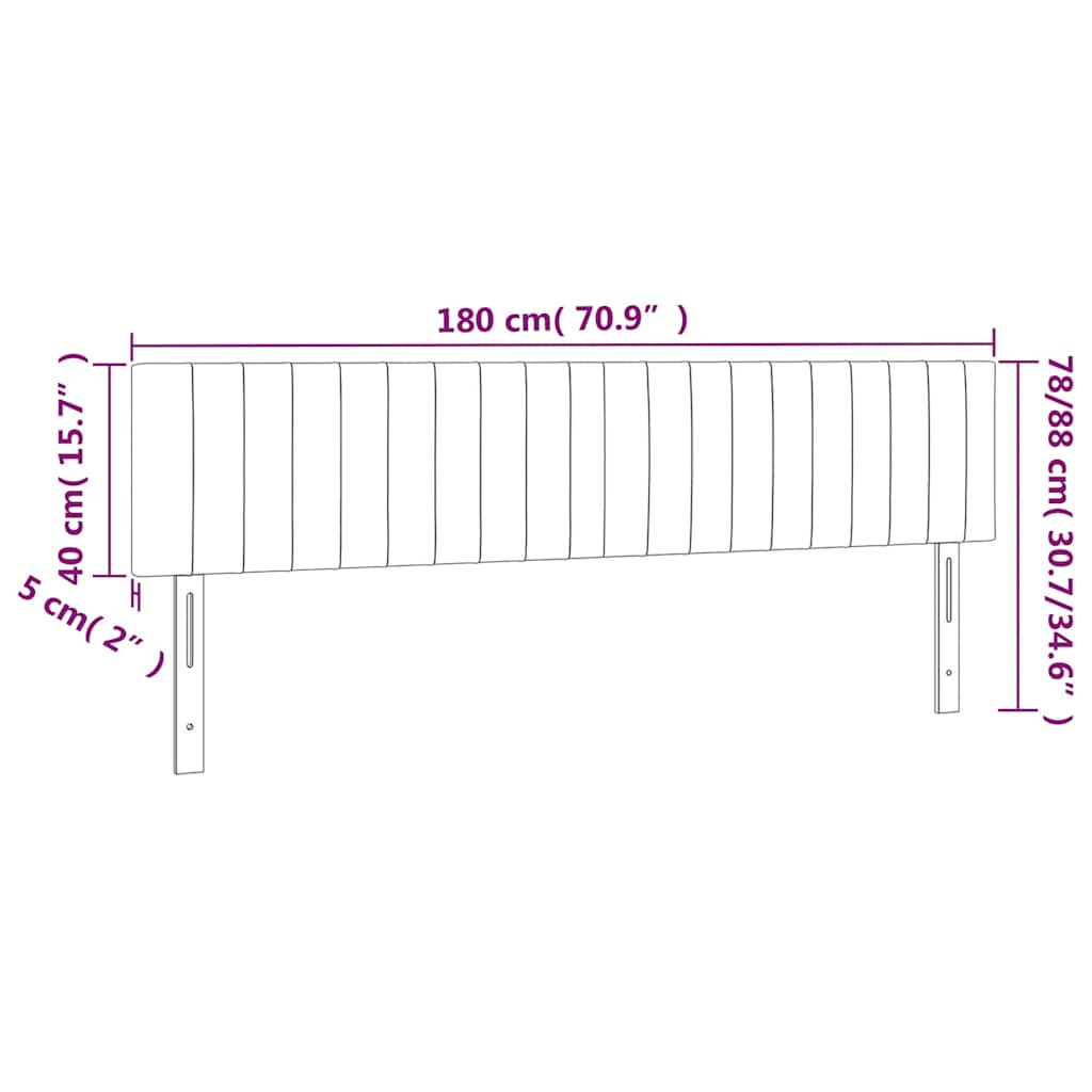 sengegavl med LED-lys 180x5x78/88 cm fløjl mørkeblå