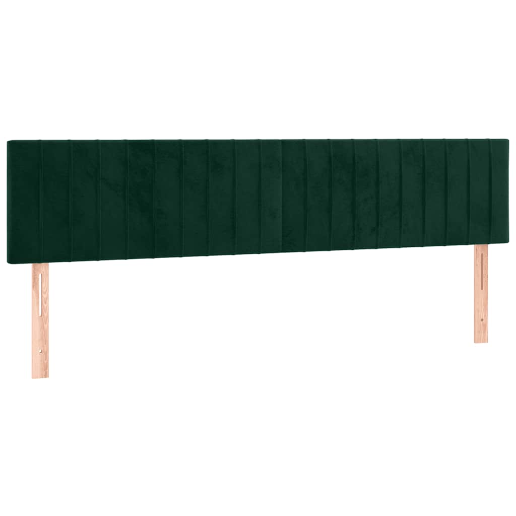 sengegavl med LED-lys 200x5x78/88 cm fløjl mørkegrøn