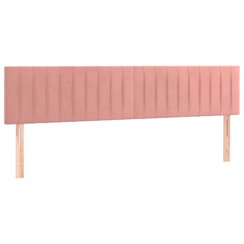 sengegavl med LED-lys 200x5x78/88 cm velour lyserød