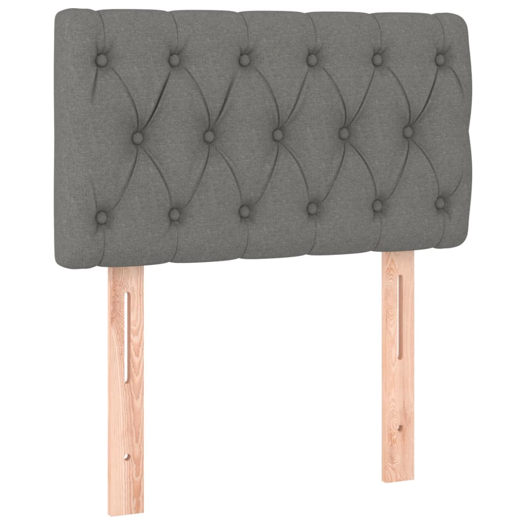 sengegavl med LED-lys 80x7x78/88 cm stof mørkegrå