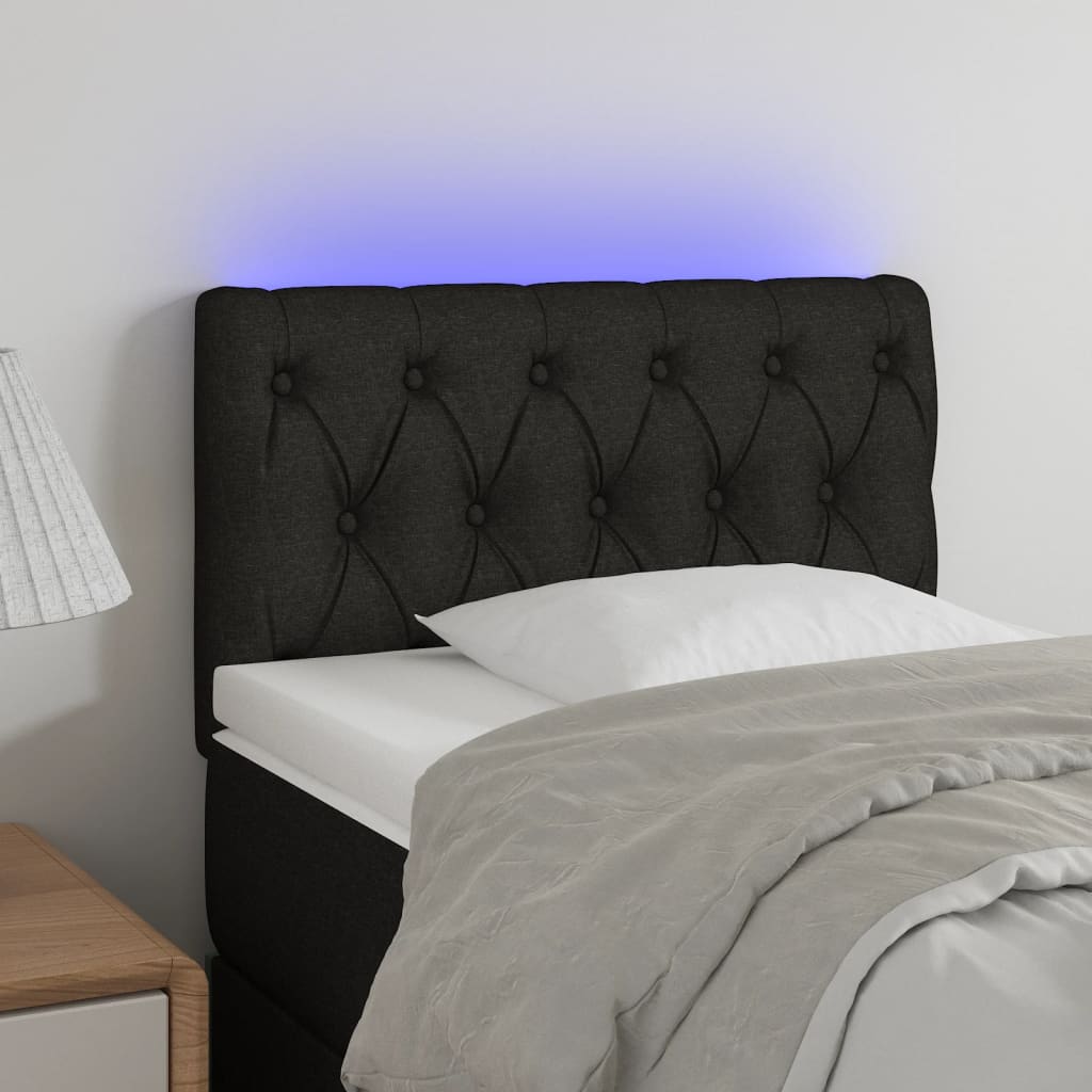 sengegavl med LED-lys 80x7x78/88 cm stof sort