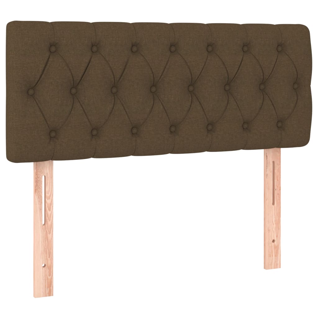 sengegavl med LED-lys 90x7x78/88 cm stof mørkebrun