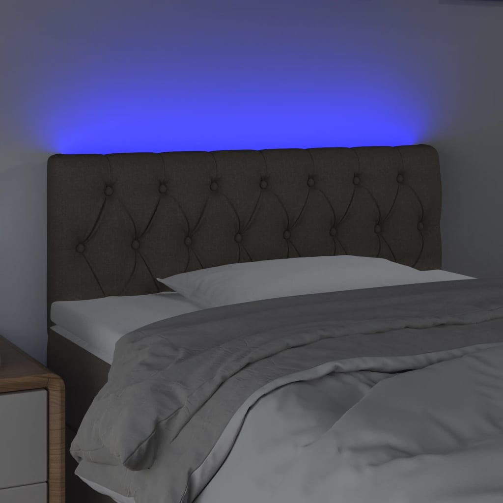 sengegavl med LED-lys 90x7x78/88 cm stof gråbrun