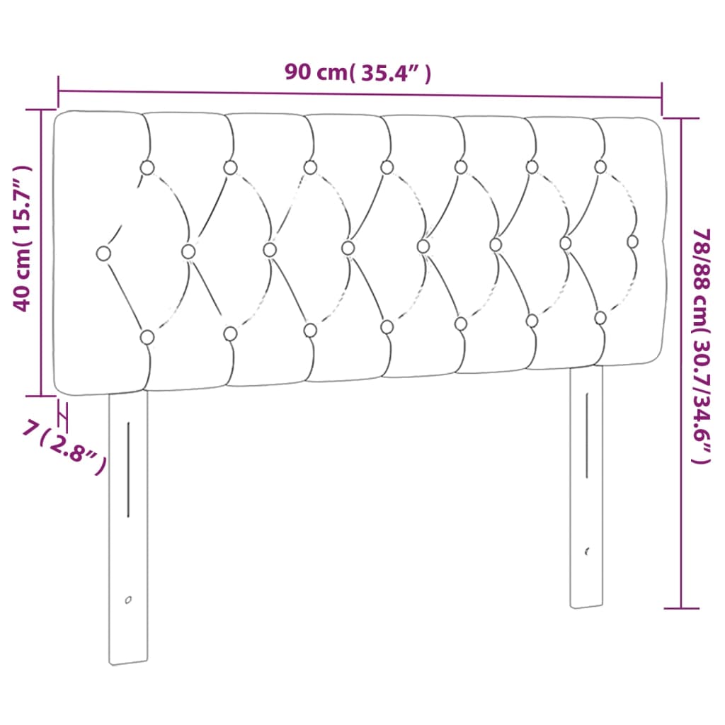 sengegavl med LED-lys 90x7x78/88 cm stof blå