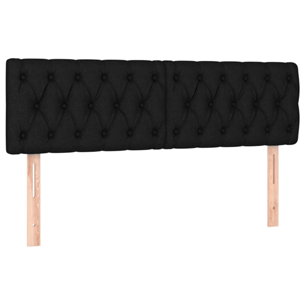 sengegavl med LED-lys 144x7x78/88 cm stof sort