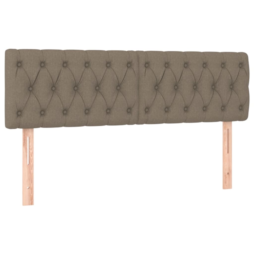 sengegavl med LED-lys 144x7x78/88 cm stof gråbrun