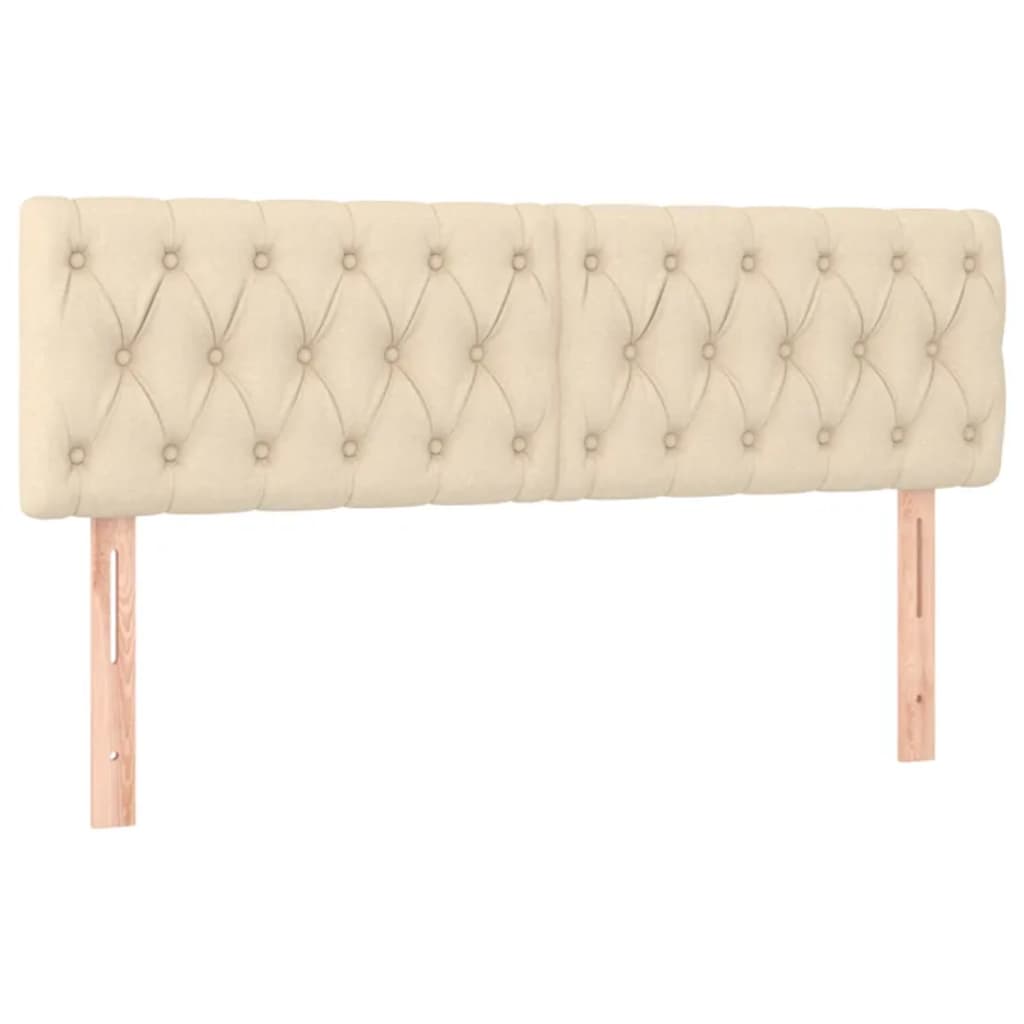 sengegavl med LED-lys 144x7x78/88 cm stof cremefarvet