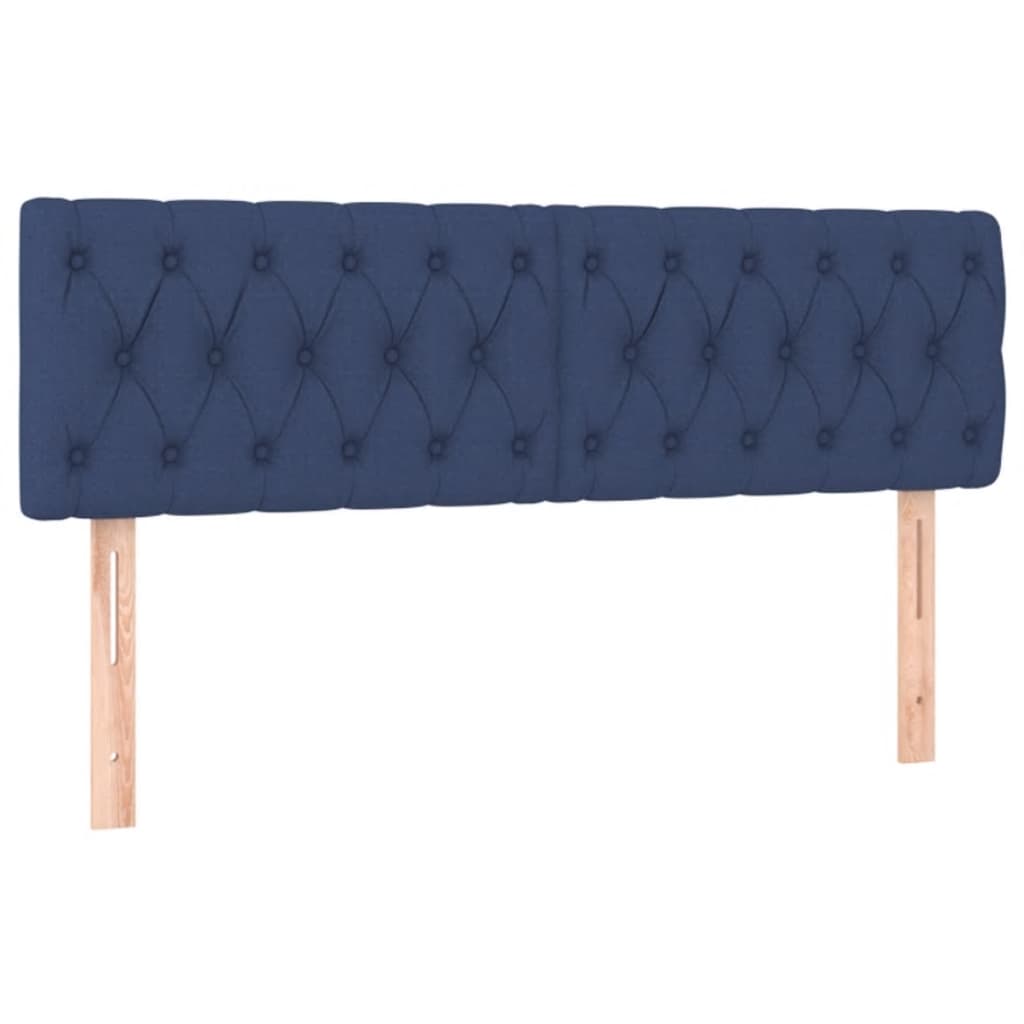 sengegavl med LED-lys 144x7x78/88 cm stof blå