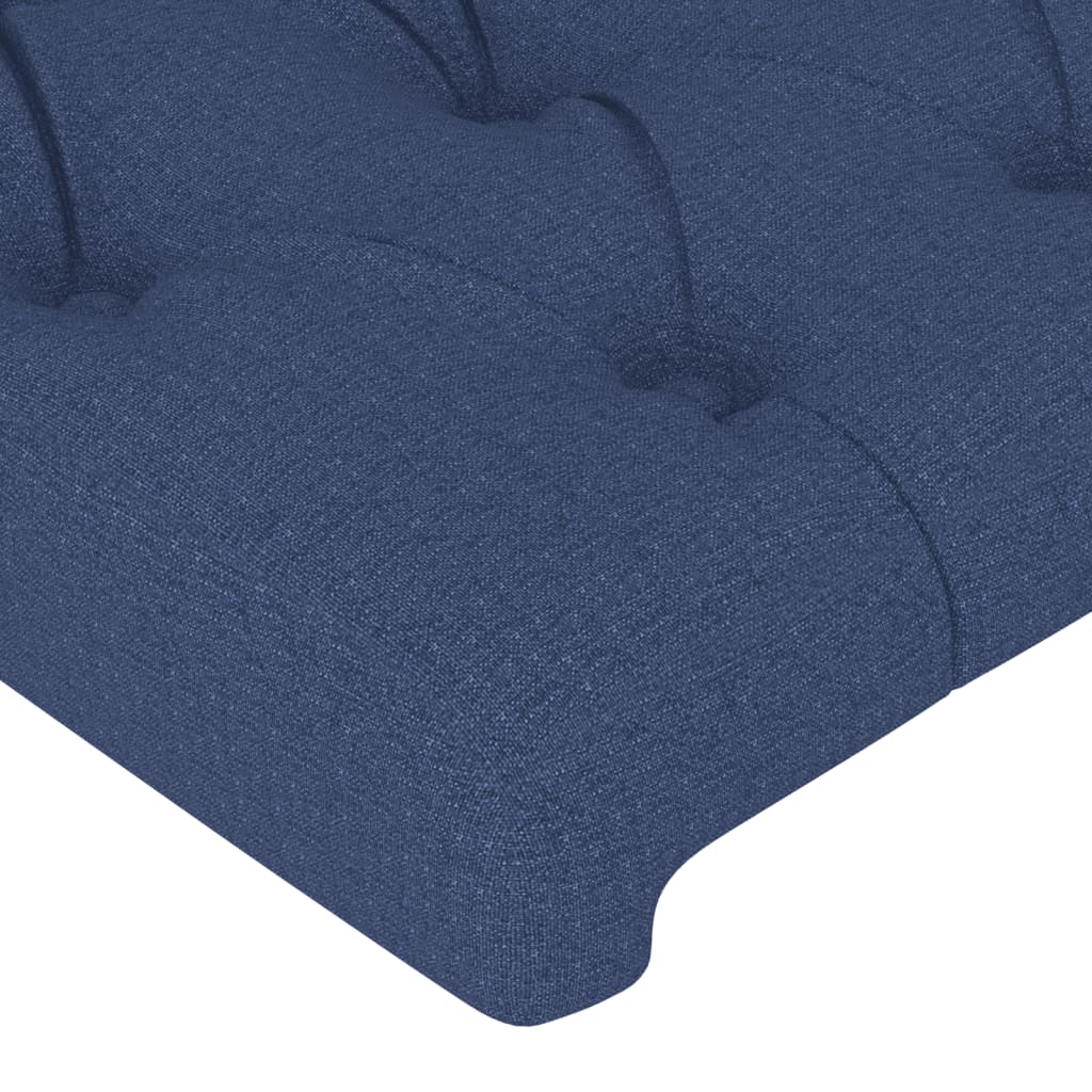 sengegavl med LED-lys 160x7x78/88 cm stof blå