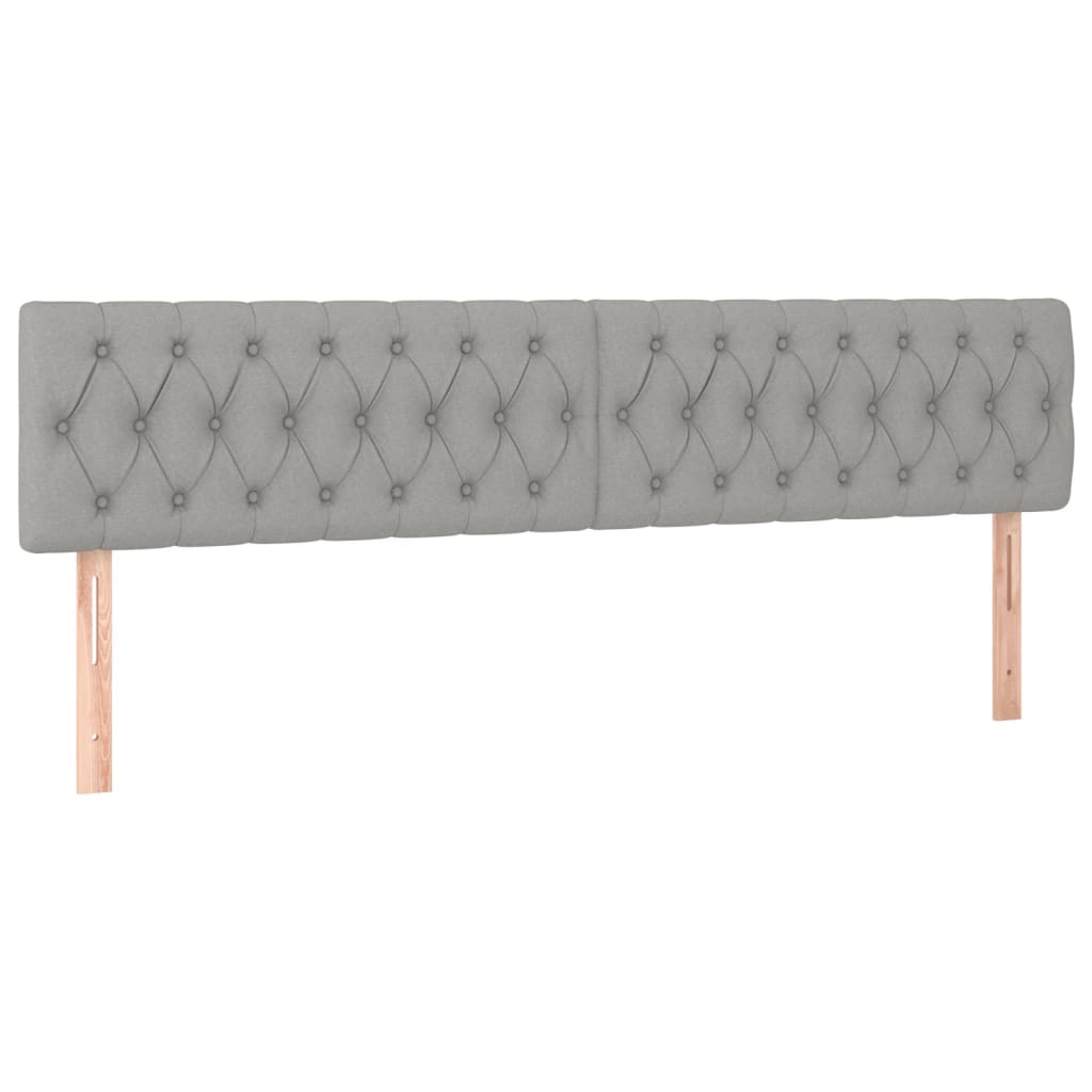 sengegavl med LED-lys 180x7x78/88 cm stof lysegrå