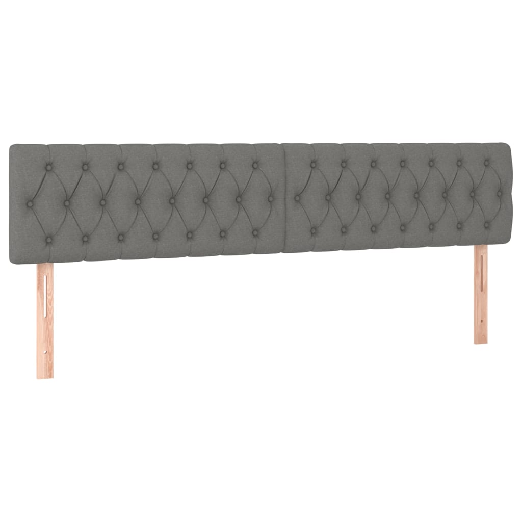 sengegavl med LED-lys 180x7x78/88 cm stof mørkegrå