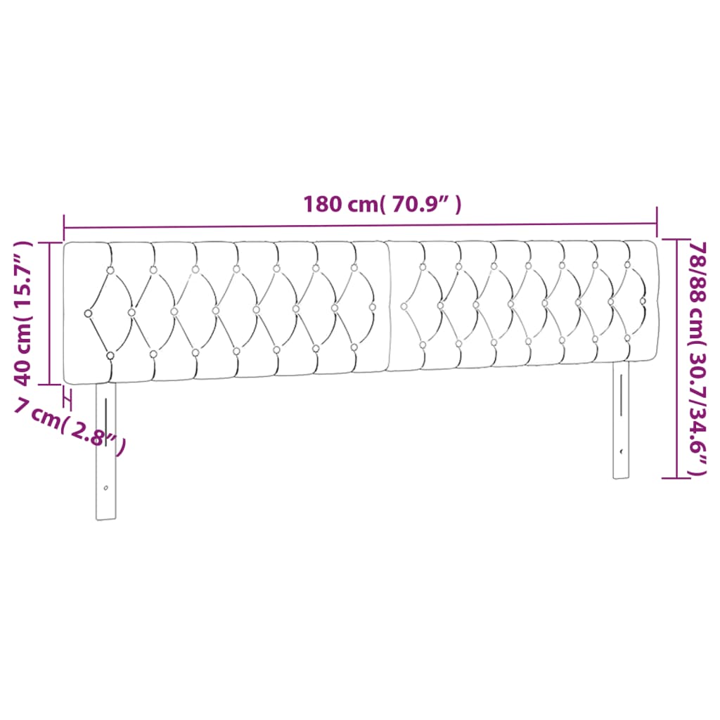 sengegavl med LED-lys 180x7x78/88 cm stof sort