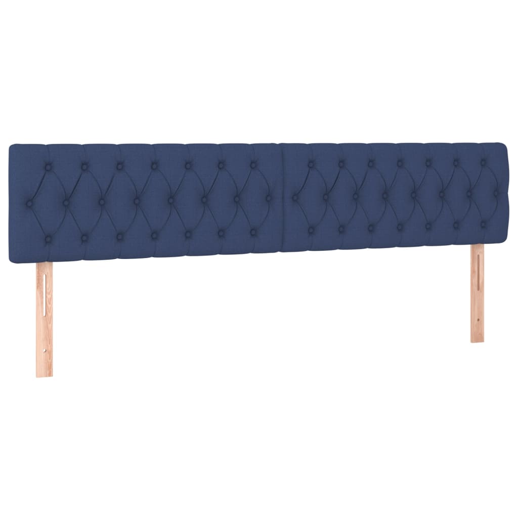 sengegavl med LED-lys 180x7x78/88 cm stof blå