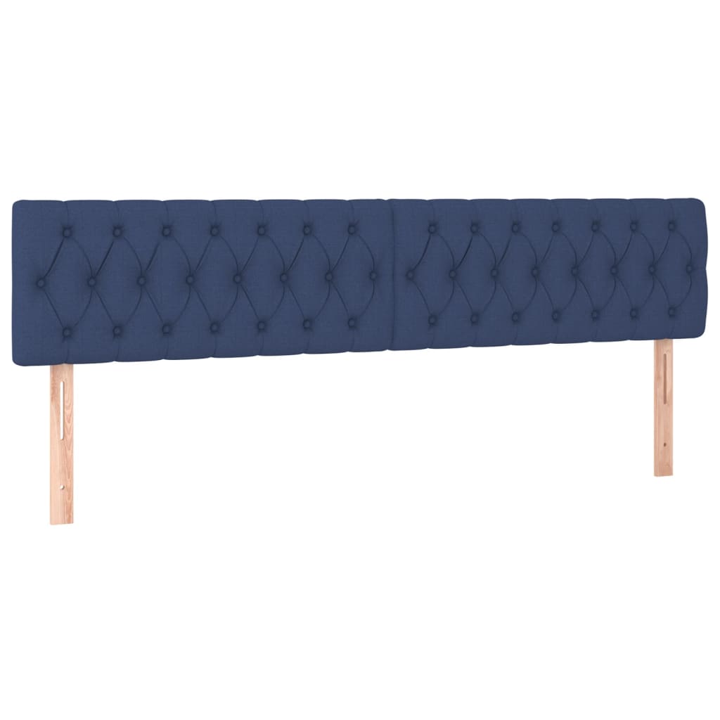 sengegavl med LED-lys 200x7x78/88 cm stof blå