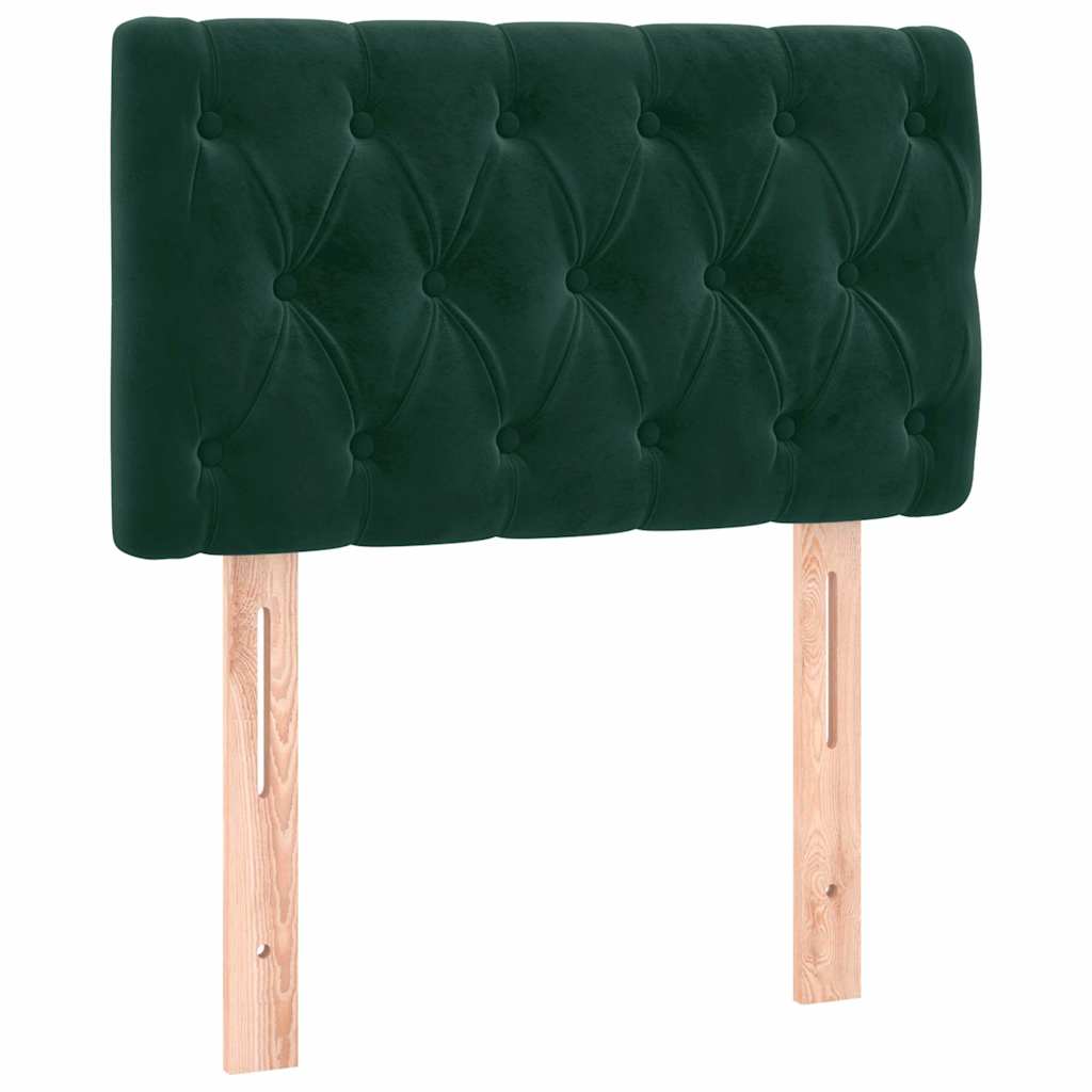 sengegavl med LED-lys 80x7x78/88 cm velour mørkegrøn
