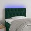 sengegavl med LED-lys 80x7x78/88 cm velour mørkegrøn