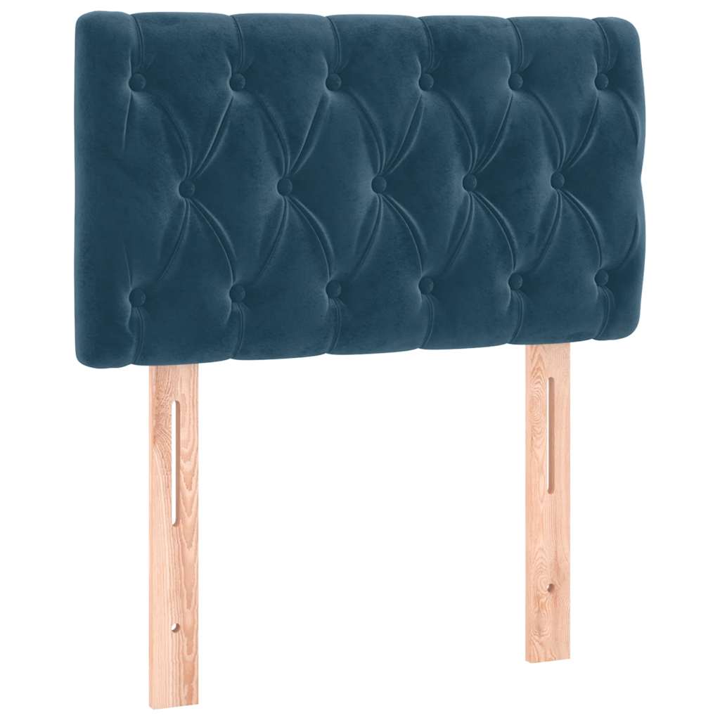 sengegavl med LED-lys 80x7x78/88 cm velour mørkeblå
