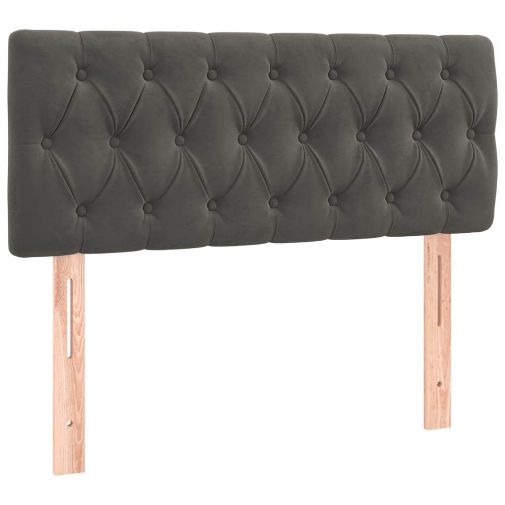sengegavl med LED-lys 90x7x78/88 cm velour mørkegrå