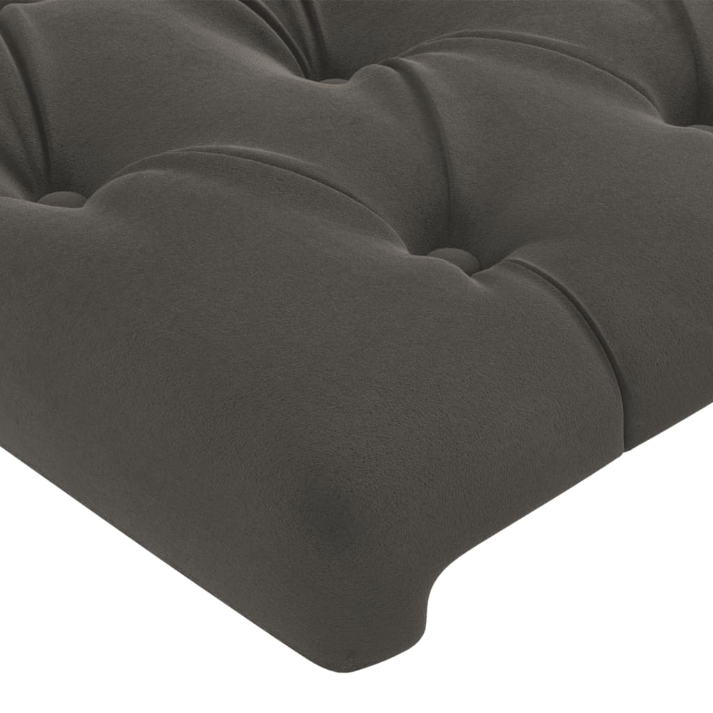 sengegavl med LED-lys 90x7x78/88 cm velour mørkegrå