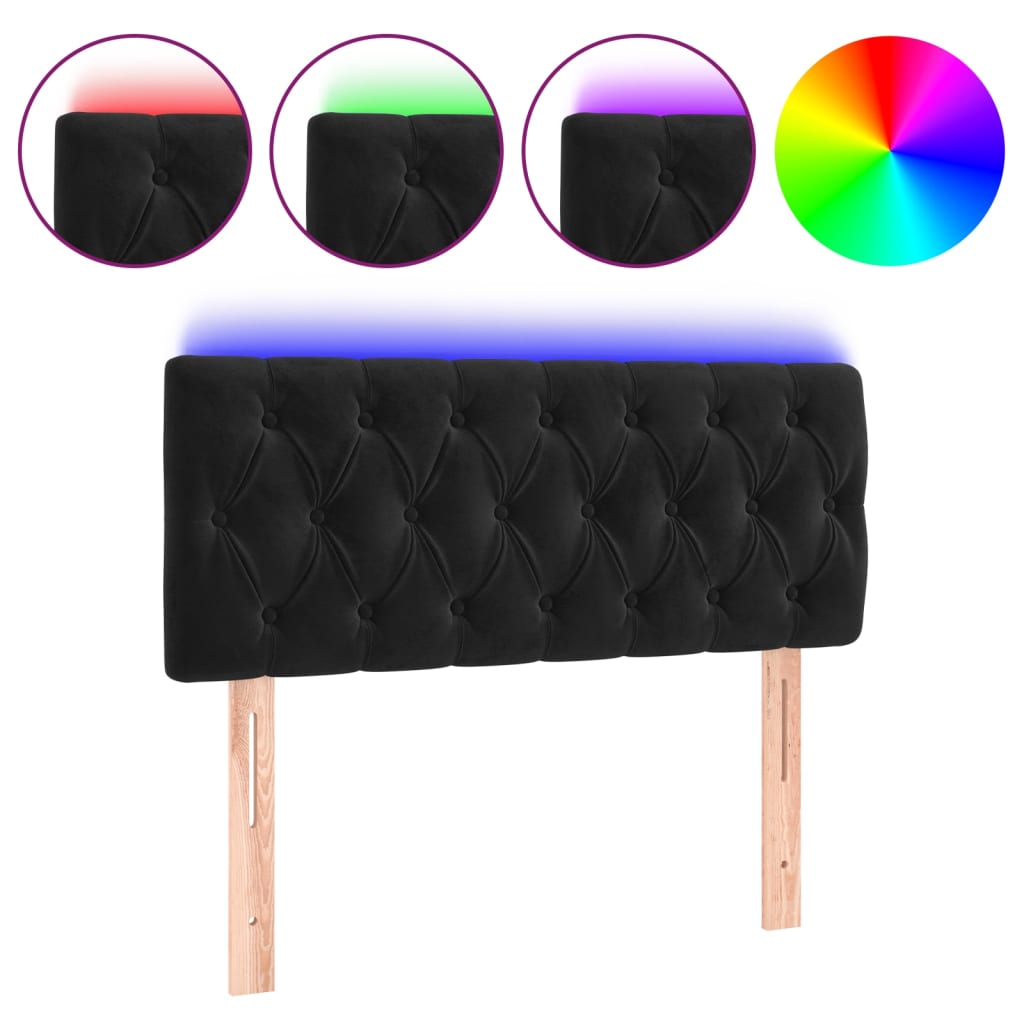 sengegavl med LED-lys 90x7x78/88 cm velour sort