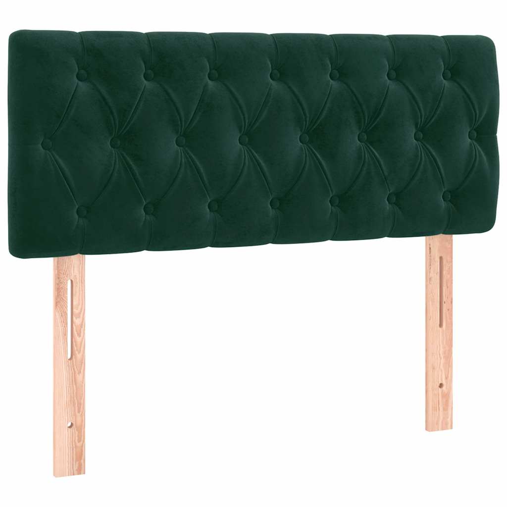 sengegavl med LED-lys 90x7x78/88 cm velour mørkegrøn