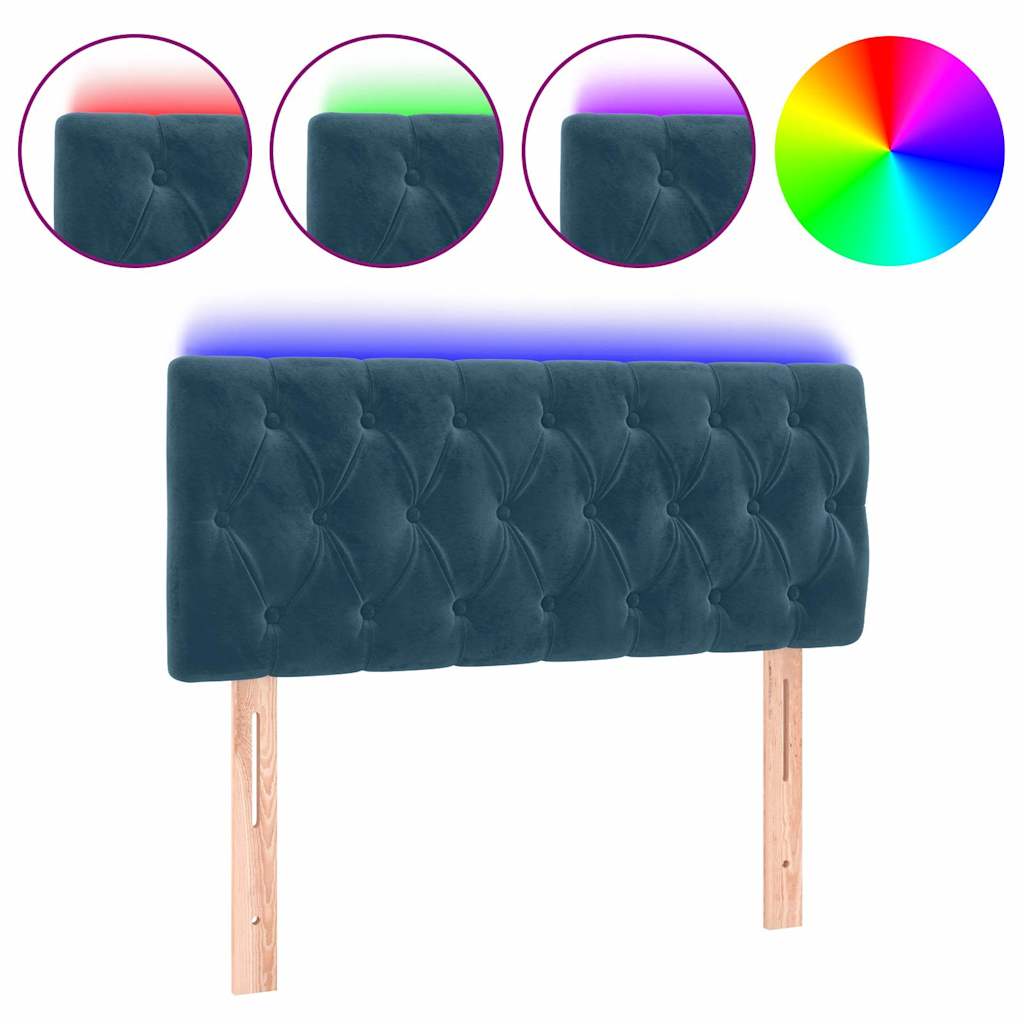 sengegavl med LED-lys 90x7x78/88 cm velour mørkeblå