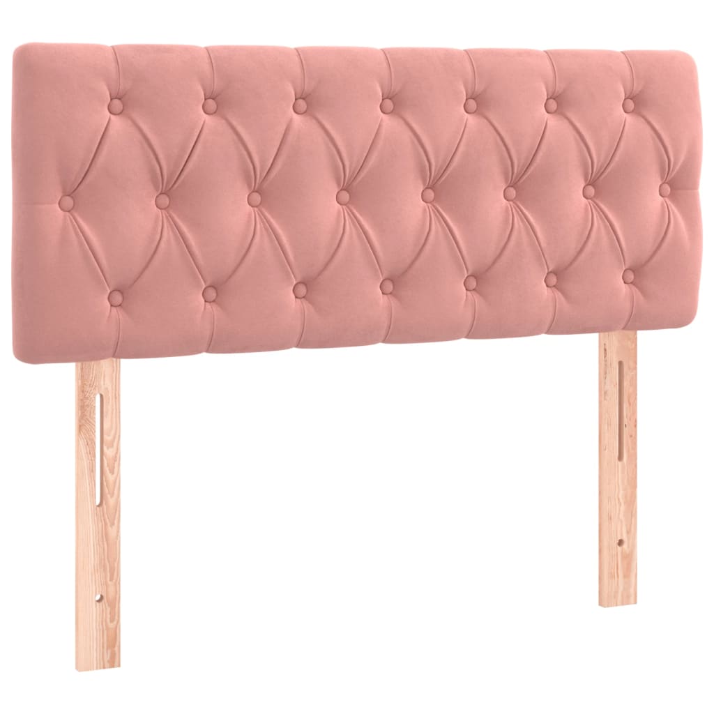 sengegavl med LED-lys 90x7x78/88 cm velour lyserød