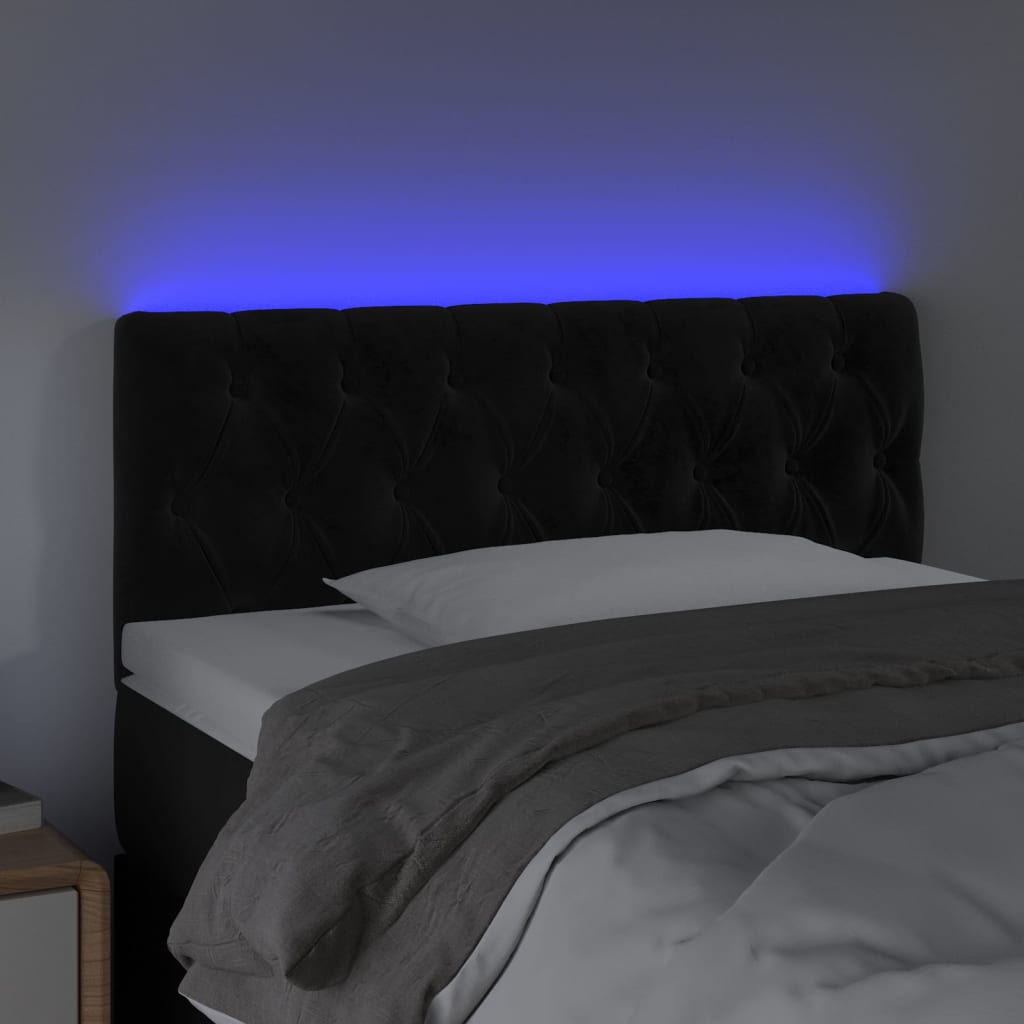 sengegavl med LED-lys 100x7x78/88 cm velour sort