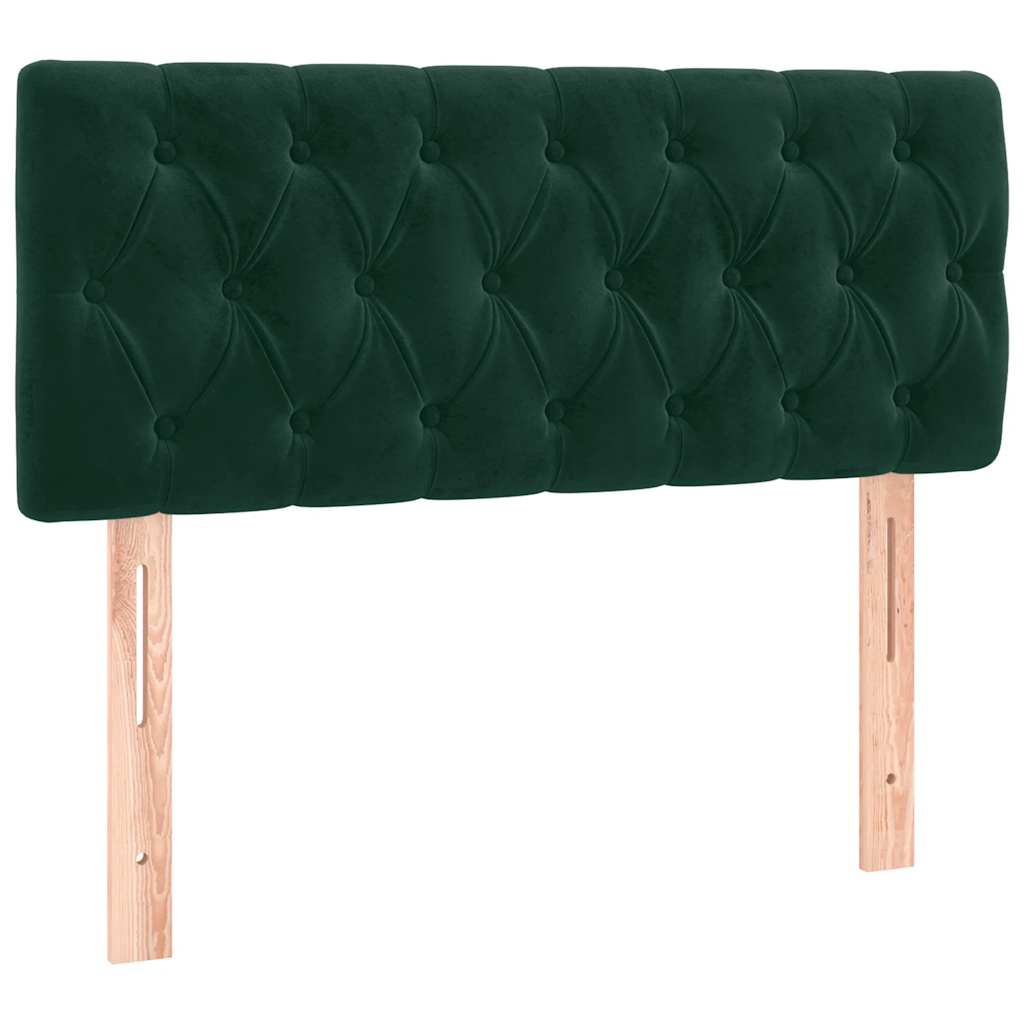 sengegavl med LED-lys 100x7x78/88 cm velour mørkegrøn