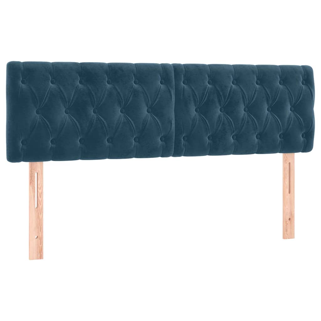 sengegavl med LED-lys 144x7x78/88 cm velour mørkeblå