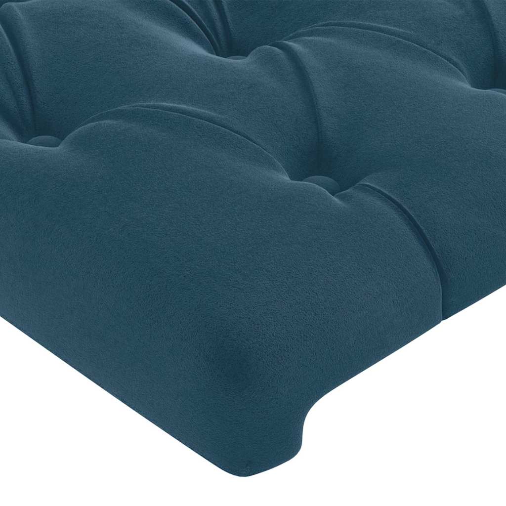 sengegavl med LED-lys 144x7x78/88 cm velour mørkeblå
