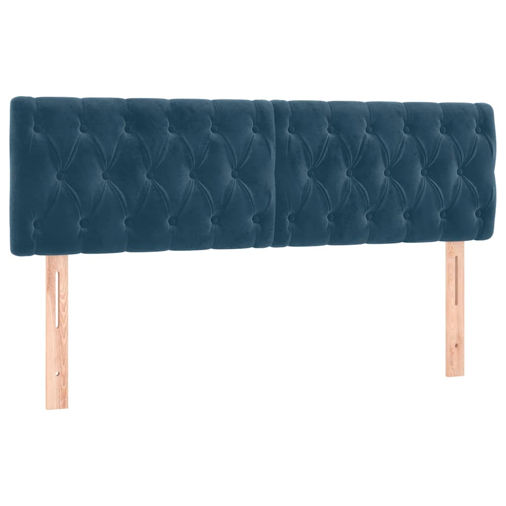 sengegavl med LED-lys 160x7x78/88 cm velour mørkeblå