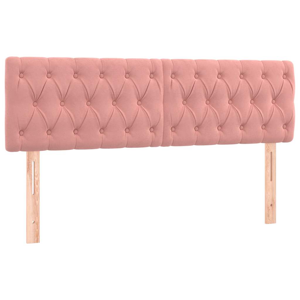 sengegavl med LED-lys 160x7x78/88 cm velour lyserød