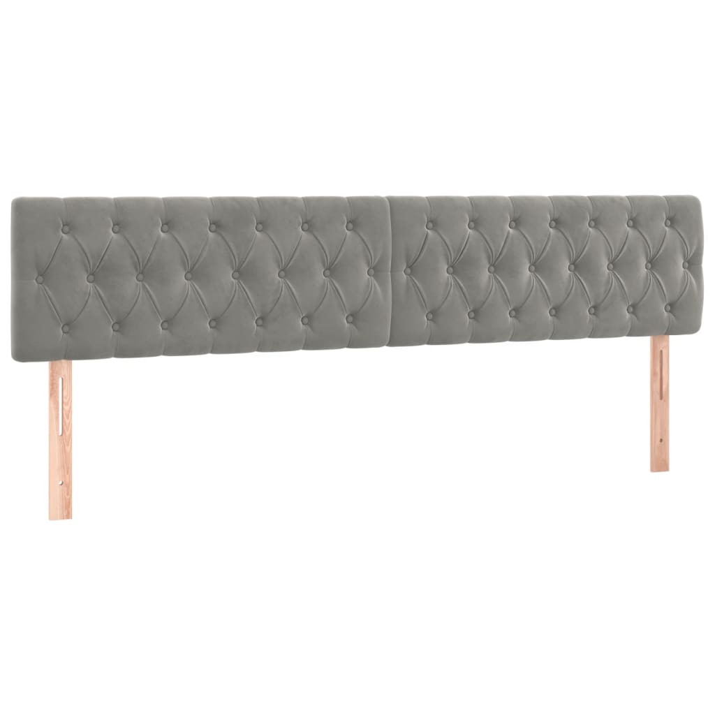 sengegavl med LED-lys 180x7x78/88 cm velour lysegrå