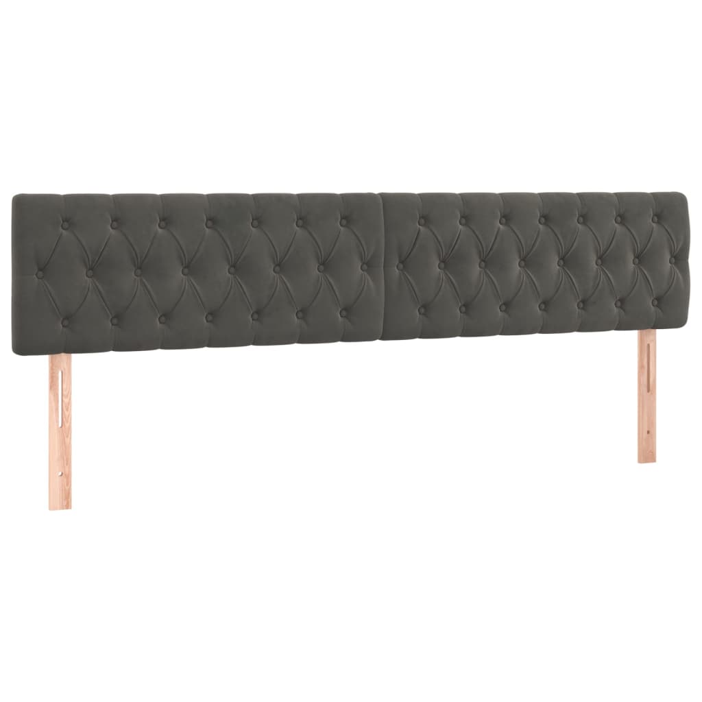 sengegavl med LED-lys 180x7x78/88 cm velour mørkegrå