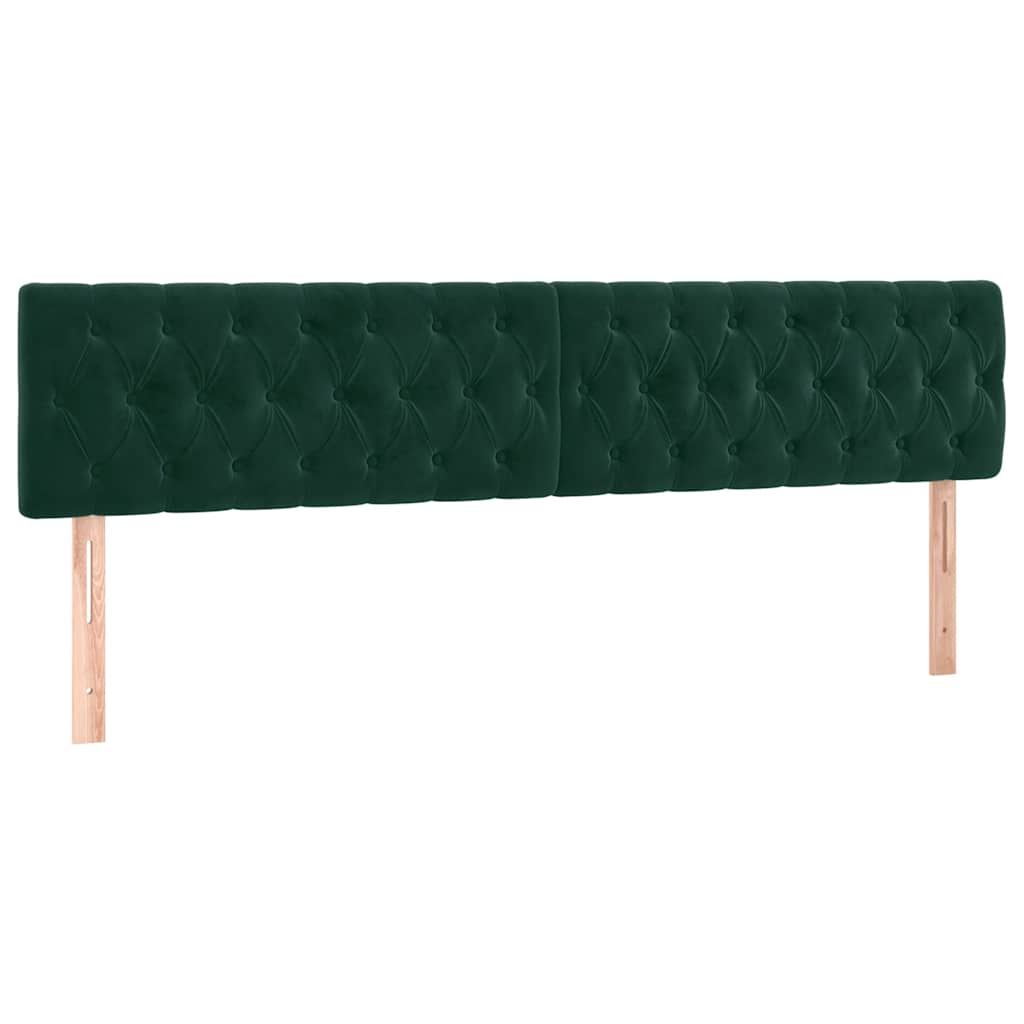 sengegavl med LED-lys 180x7x78/88 cm velour mørkegrøn