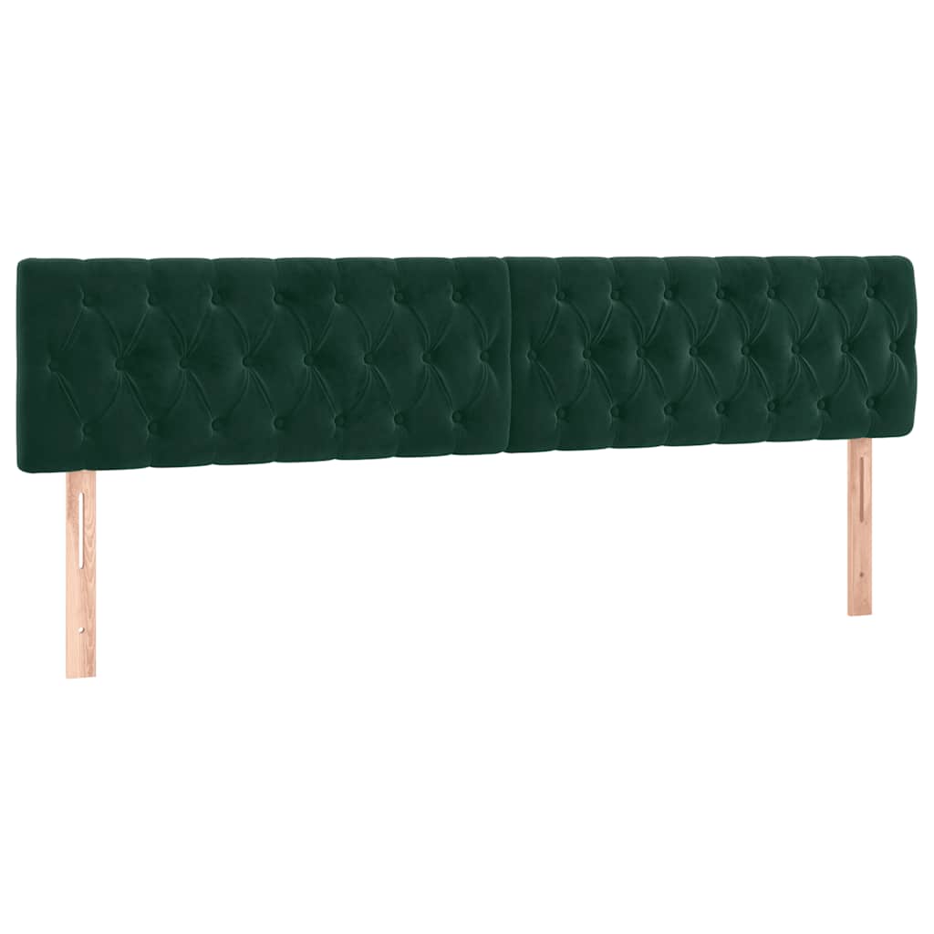 sengegavl med LED-lys 200x7x78/88 cm velour mørkegrøn