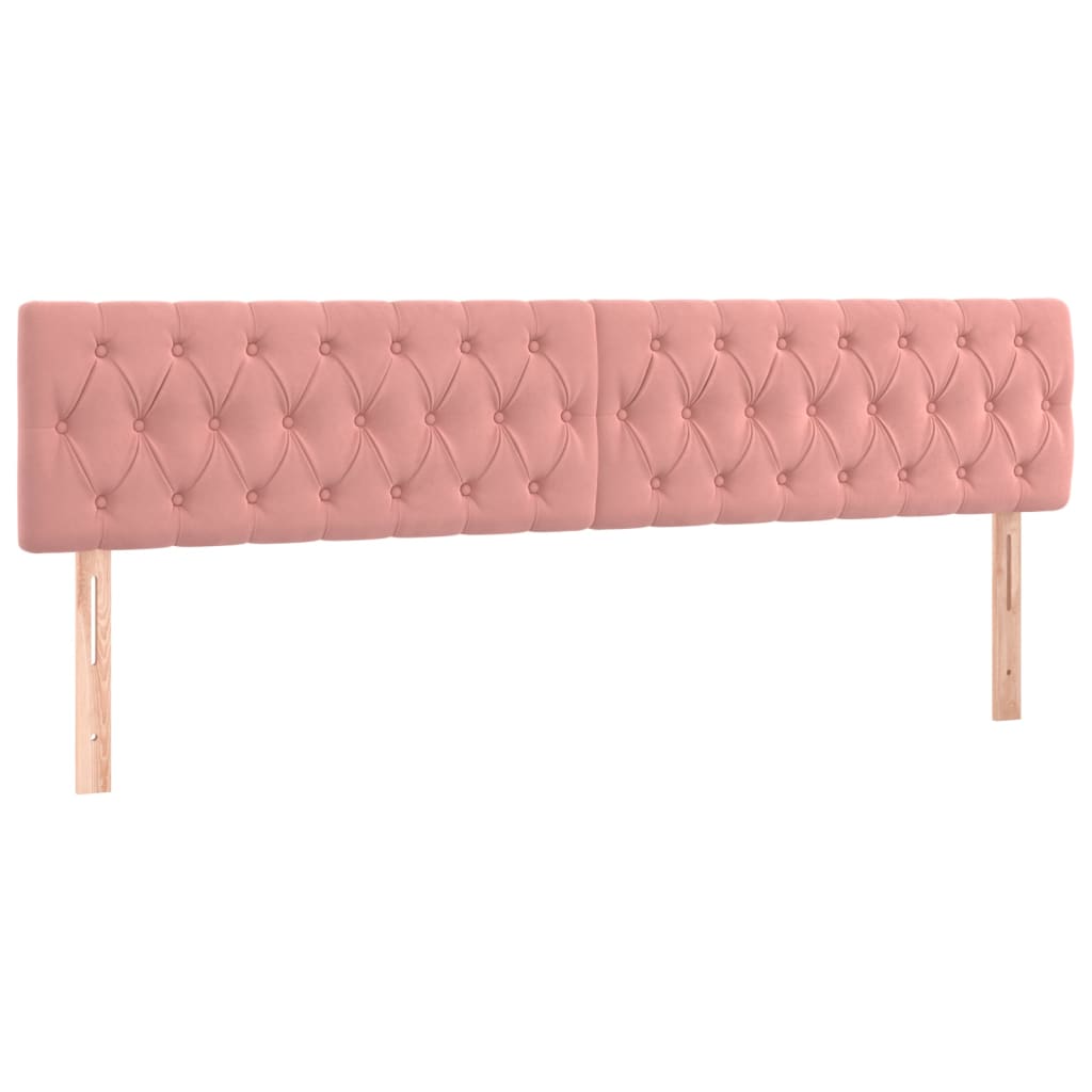sengegavl med LED-lys 200x7x78/88 cm velour lyserød