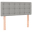 sengegavl med LED-lys 80x5x78/88 cm stof lysegrå