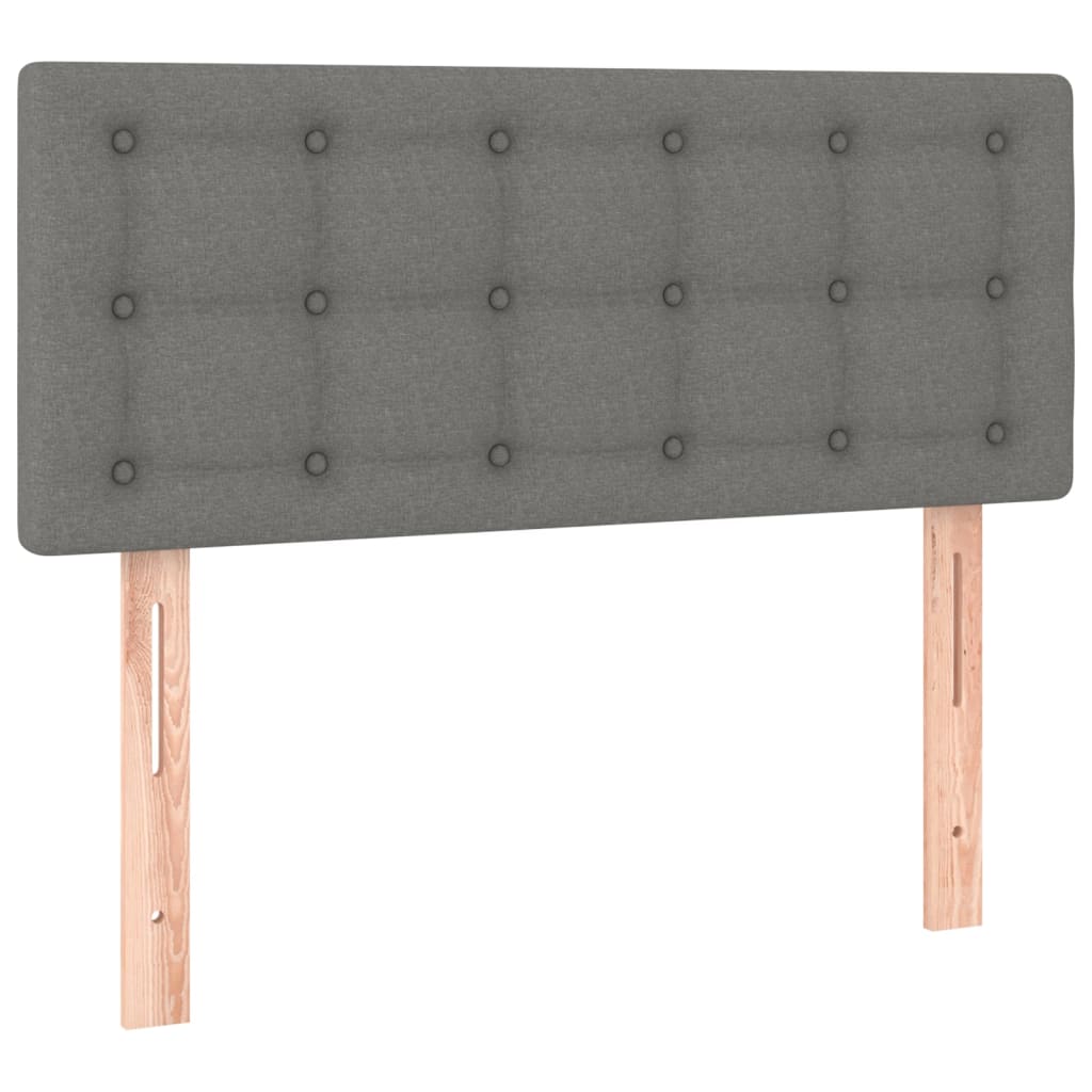 sengegavl med LED-lys 80x5x78/88 cm stof mørkegrå