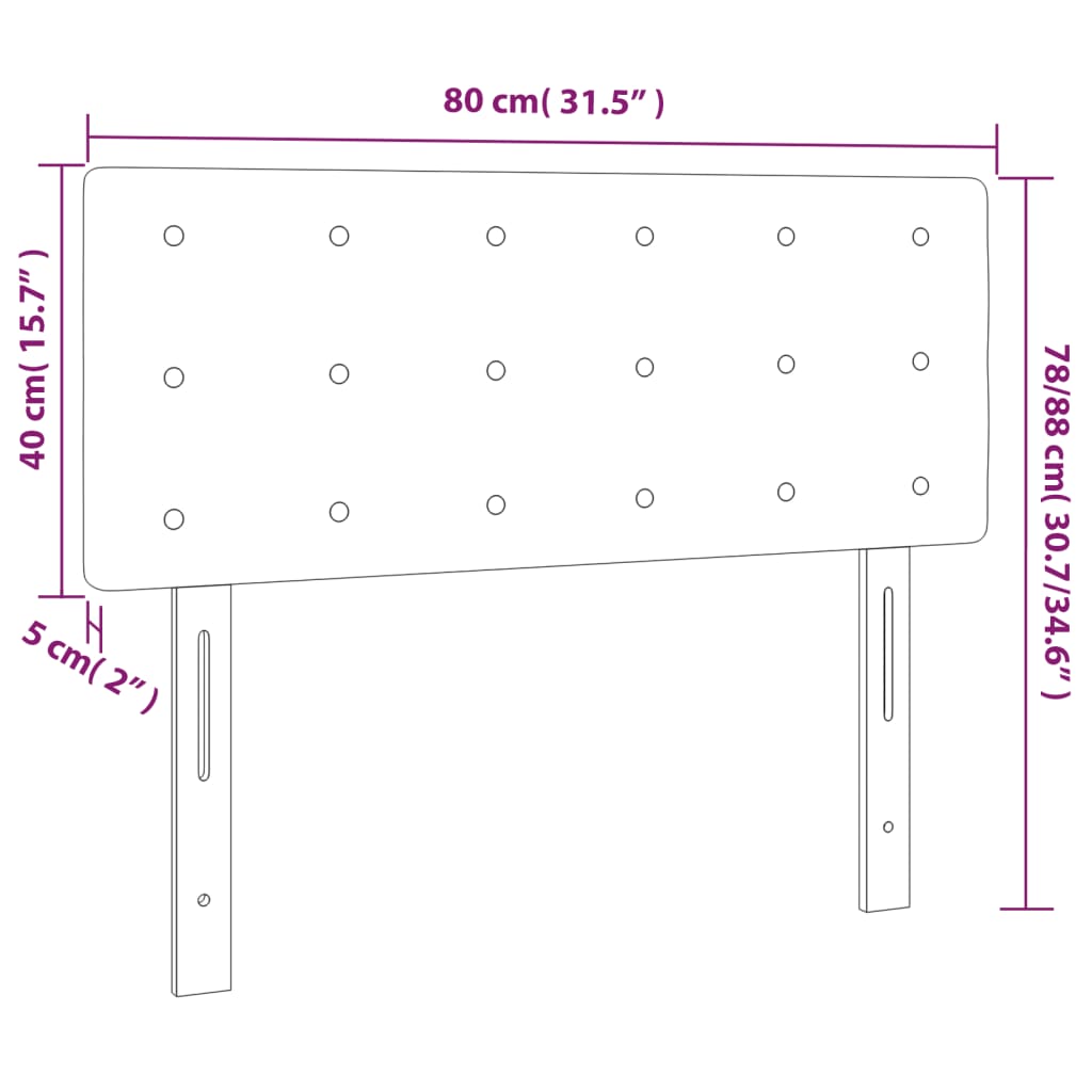 sengegavl med LED-lys 80x5x78/88 cm stof mørkegrå
