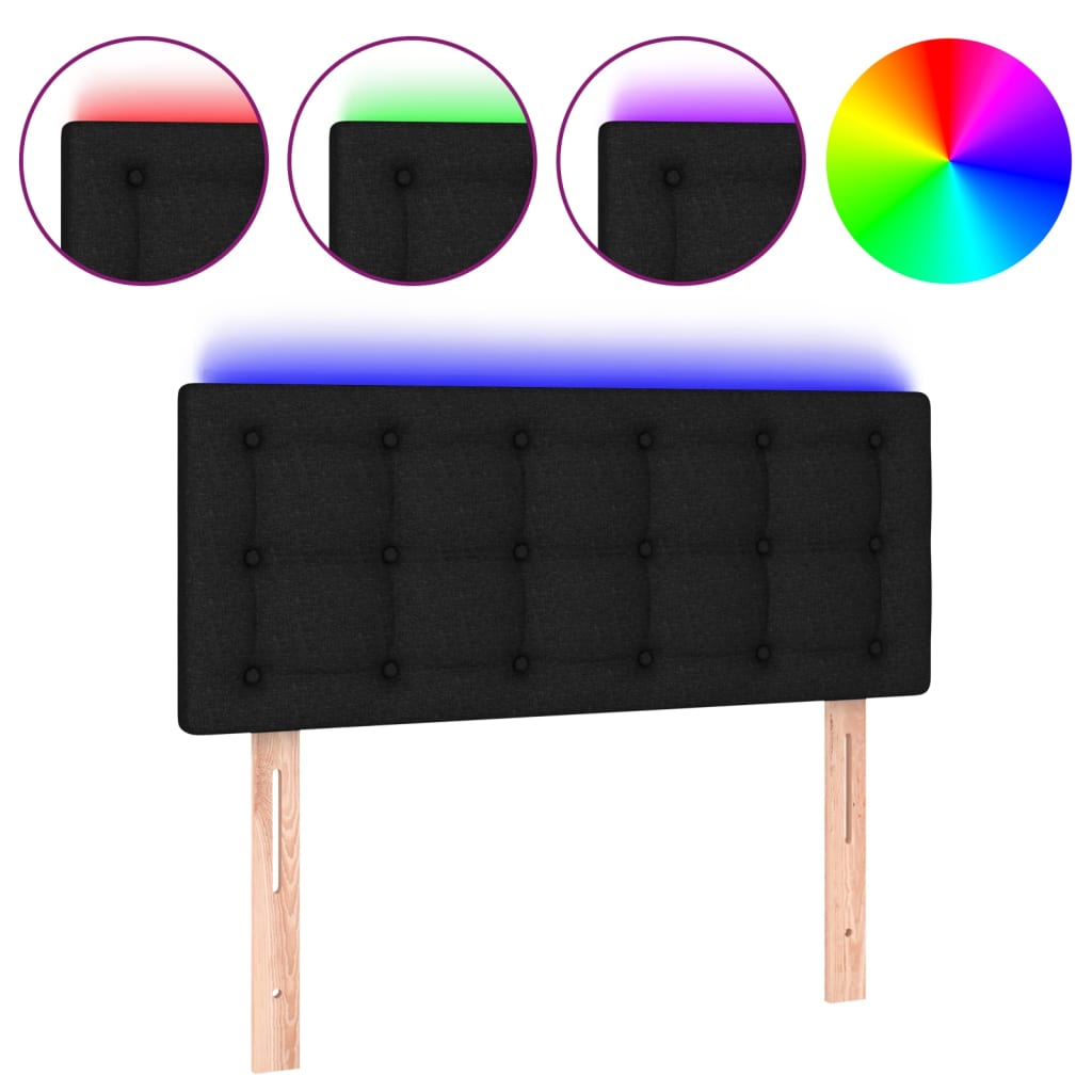 sengegavl med LED-lys 80x5x78/88 cm stof sort