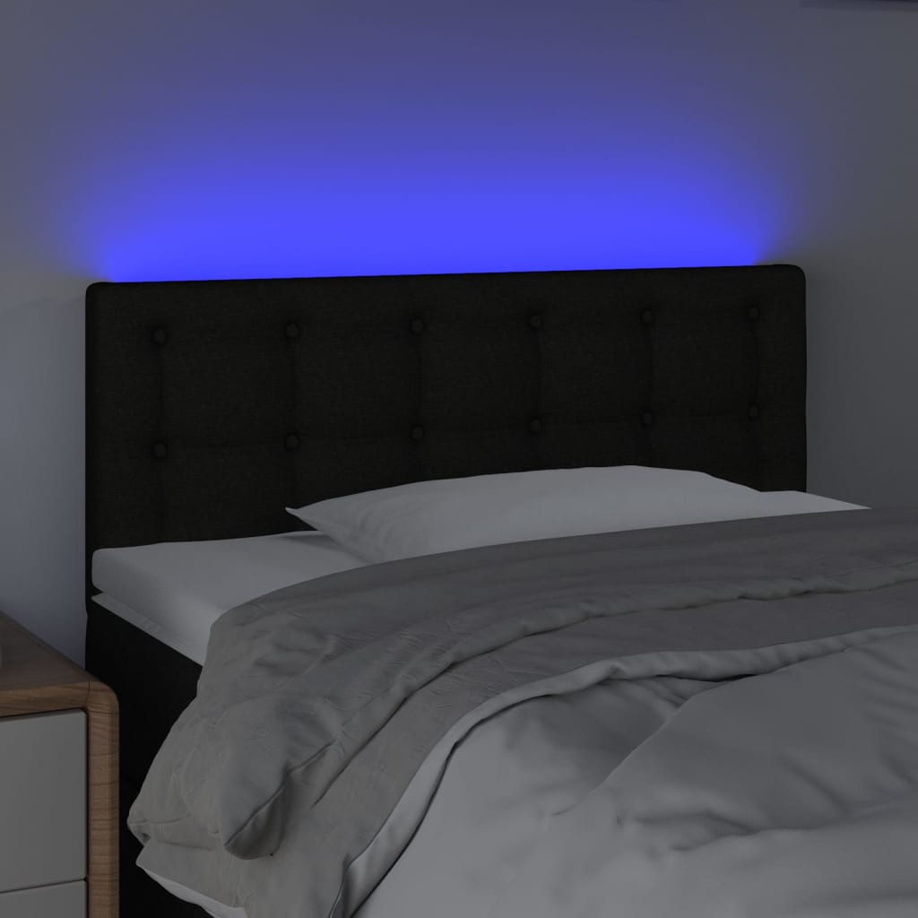 sengegavl med LED-lys 80x5x78/88 cm stof sort