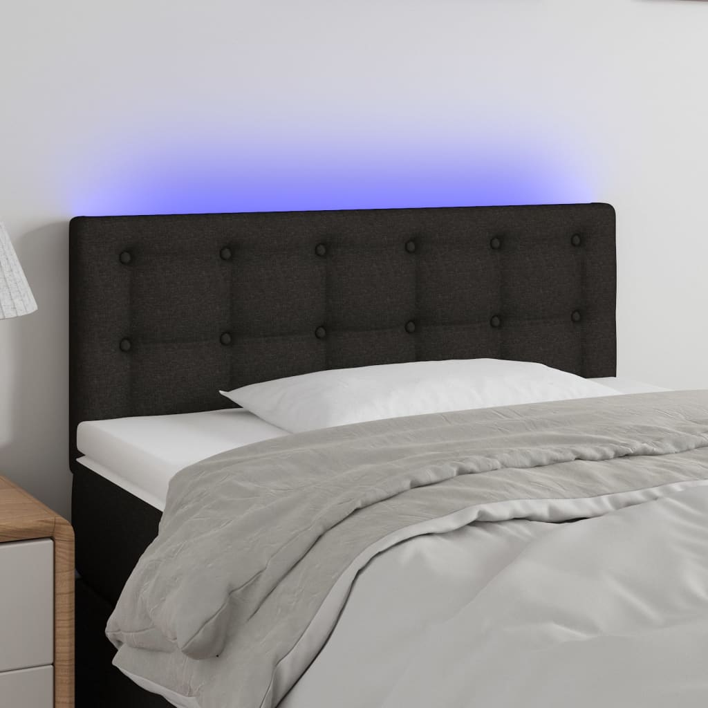 sengegavl med LED-lys 80x5x78/88 cm stof sort