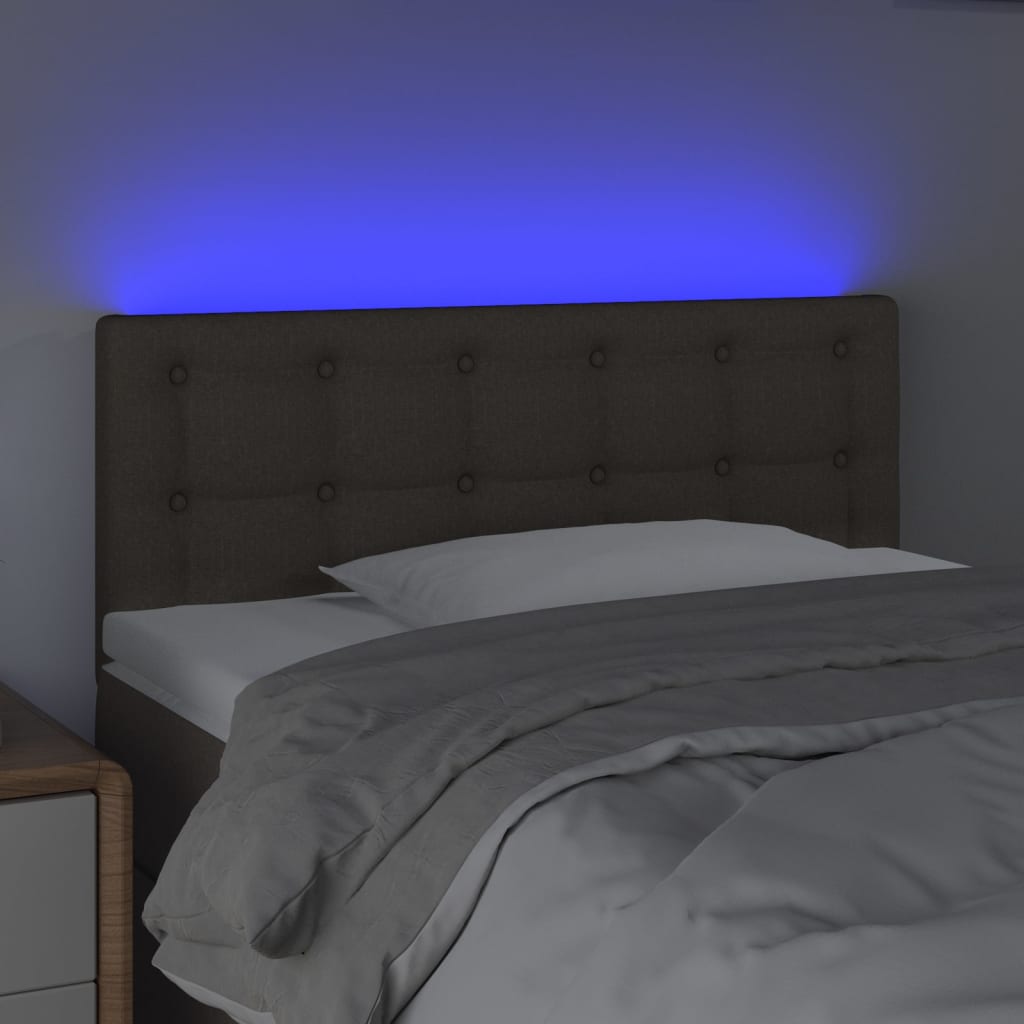 sengegavl med LED-lys 80x5x78/88 cm stof gråbrun