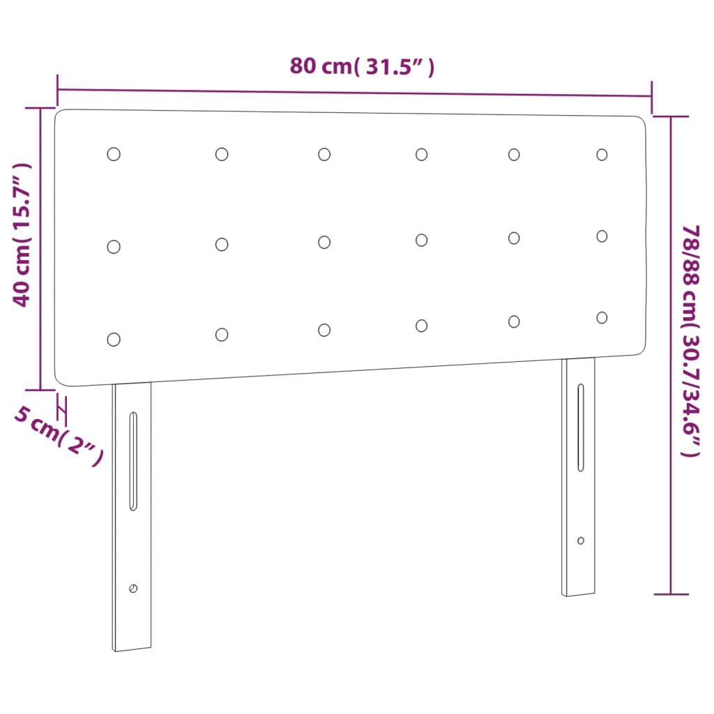 sengegavl med LED-lys 80x5x78/88 cm stof cremefarvet