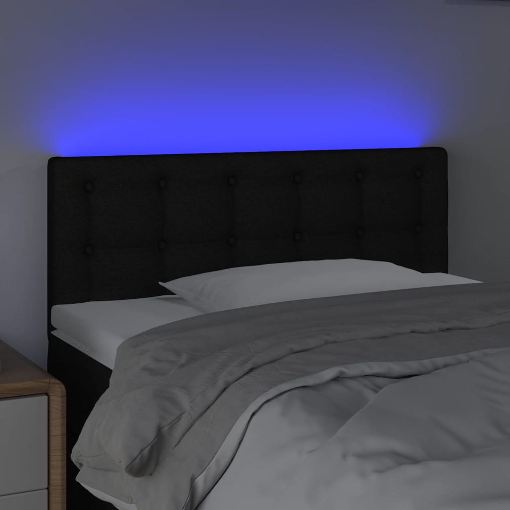 sengegavl med LED-lys 90x5x78/88 cm stof sort