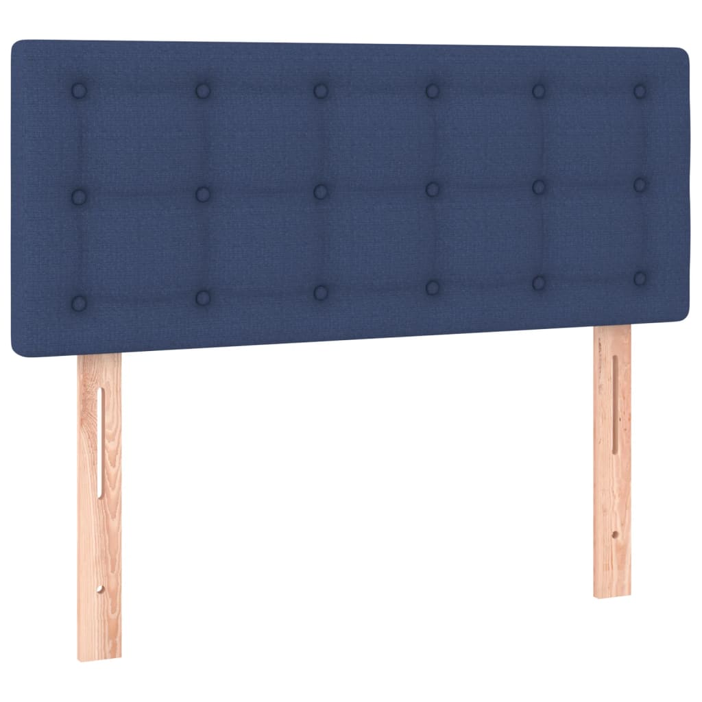 sengegavl med LED-lys 90x5x78/88 cm stof blå
