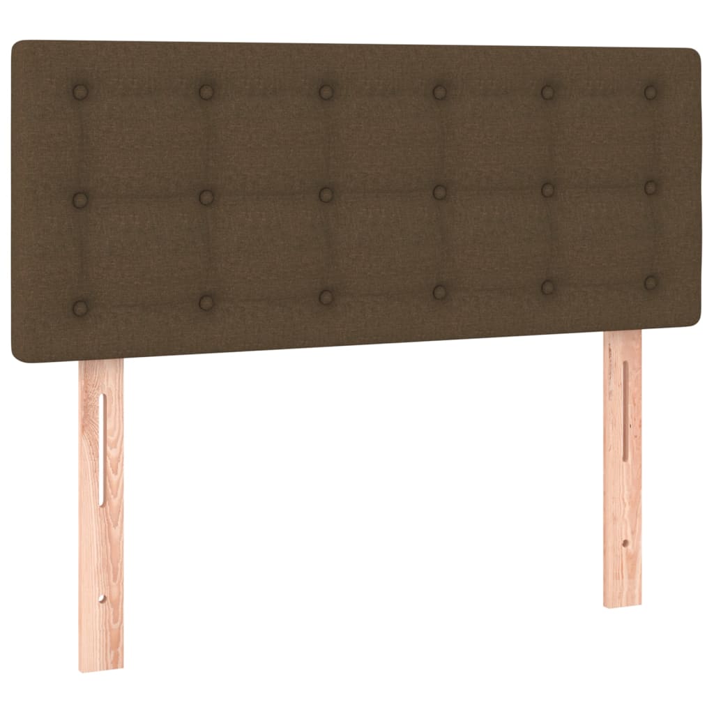 sengegavl med LED-lys 100x5x78/88 cm stof mørkebrun