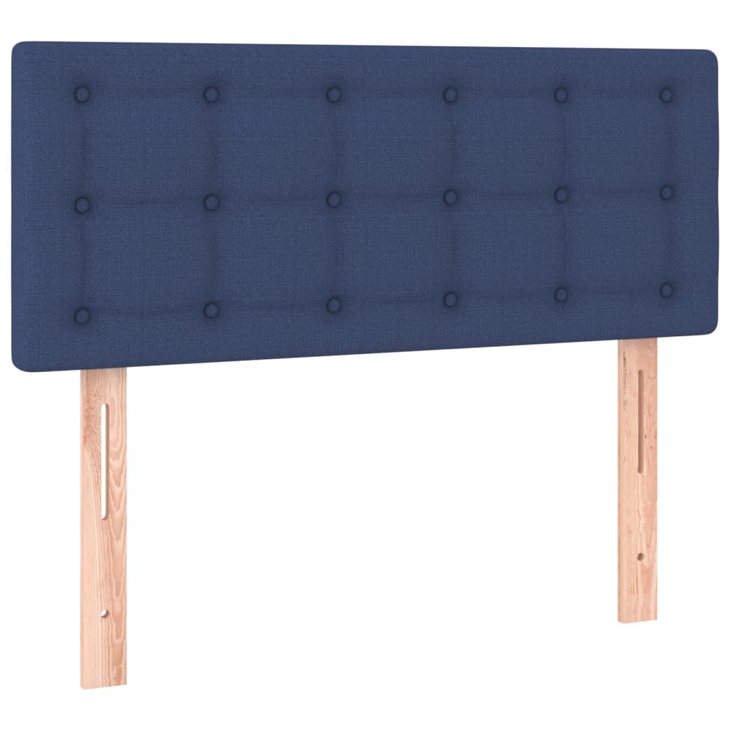 sengegavl med LED-lys 100x5x78/88 cm stof blå